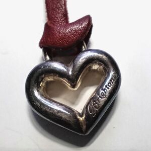 Brighton 11" Red Leather and Silver Heart Purse Charm